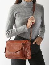 Cross Body Tas Naina Leder Pieces Bruin naina 17122474-vue-porte