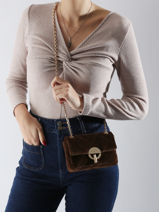 Cross Body Tas S Moon In Fluweel Vanessa bruno Bruin moon 42V40326-vue-porte
