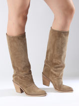 Laarzen Met Hak Stivali Tubo Uit Leder Metisse Beige women XD961-vue-porte