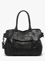 Schoudertas A4 Formaat Cow Leder Basilic pepper Zwart cow BCOW78