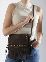 Cross Body Tas Velvet Leder Milano Bruin velvet VE241115-vue-porte