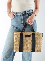 Handtassen Estival Stro Le voyage en panier Zwart estival PM779-vue-porte