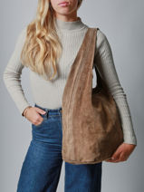 Schoudertas Velvet Leder Milano Beige velvet VE25065-vue-porte