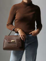 Handtas Mademoiselle Grace Leder Lancaster Bruin mademoiselle grace 102-vue-porte
