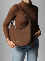 Schoudertas Suede Leder Lancaster Bruin suede 82-vue-porte