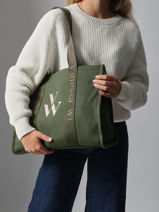 Schoudertas Cabas Katoen Vanessa wu Groen cabas MA0135-vue-porte