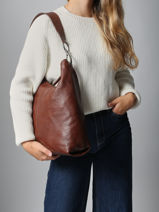 Schoudertas Leather Leder Biba Bruin leather JAP1L-vue-porte