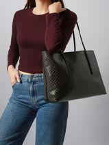 Schoudertas Coated Emblem Gerecycleerd Polyester Calvin klein jeans Zwart coated emblem 4F3266G-vue-porte