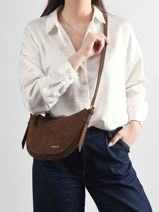 Cross Body Tas Vintage Leder Nat et nin Bruin vintage LUNE-vue-porte