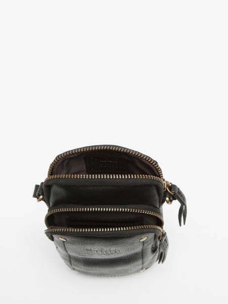 Telefoonetui /cross Body Leder Basilic pepper Zwart boston BBOS04 ander zicht 3