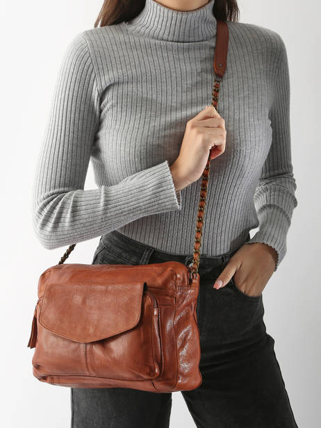 Cross Body Tas Naina Leder Pieces Bruin naina 17122474 ander zicht 1