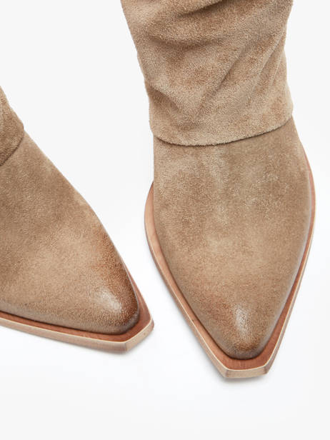 Laarzen Met Hak Stivali Tubo Uit Leder Metisse Beige women XD961 ander zicht 3