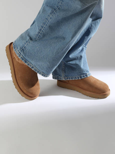 Boots Classic Ultra Mini Maxi Curly Uit Leder Ugg Bruin women 1158263 ander zicht 1