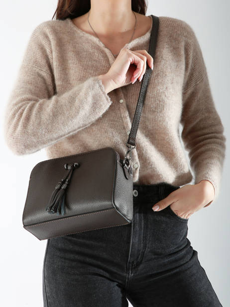 Cross Body Tas Caviar Leder Milano Bruin caviar CA21101 ander zicht 1