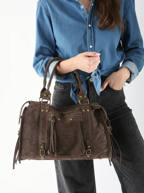 Schoudertas A4 Formaat Velvet Leder Milano Bruin velvet VE24095 ander zicht 1