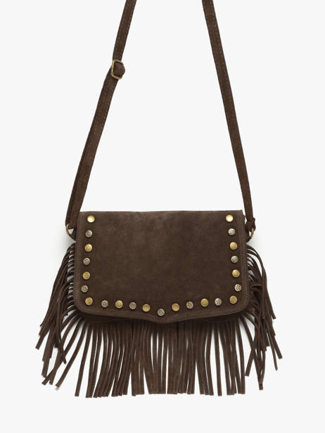 Cross Body Tas Velvet Leder Milano Bruin velvet VE241115 ander zicht 2