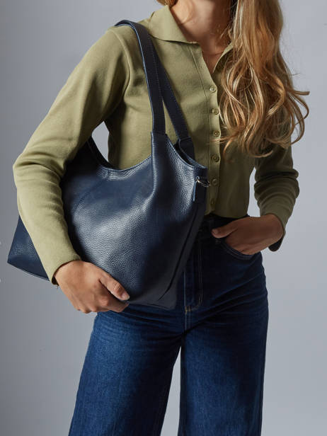 Schoudertas Caviar Leder Milano Blauw caviar CA25061 ander zicht 1