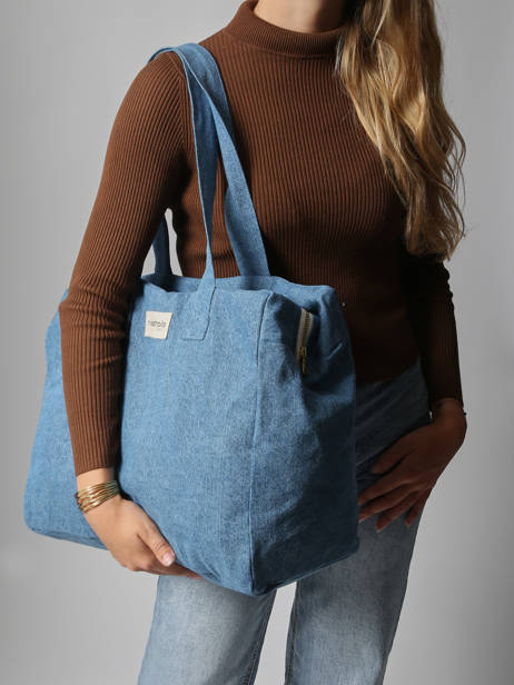 Schoudertas A4 Célestins Gerecycleerd Katoen Rivedroite Blauw timeless CELESTIM ander zicht 1