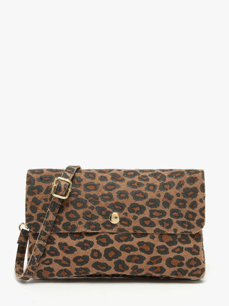 Cross Body Tas Velvet Leopardo Leder Milano Bruin velvet leopardo VL23067