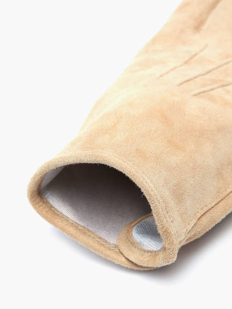 Herenhandschoenen Suède Leder Met Zijden Voering Omega Beige men gloves S ander zicht 1