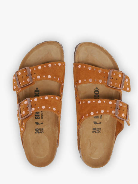 Slippers Arizona Rivet Uit Leder Birkenstock Bruin women 1031731 ander zicht 3
