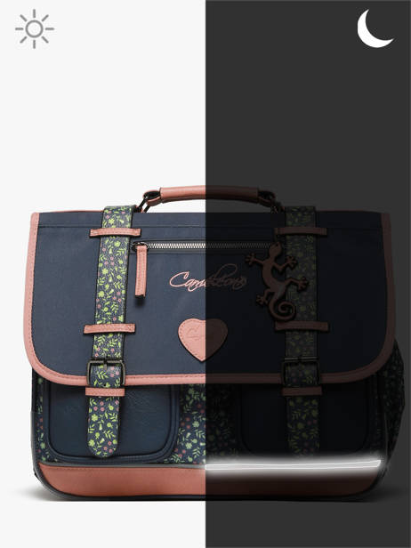 Boekentas 3 Compartimenten Cameleon Blauw vintage fantasy PBVGCA41 ander zicht 8