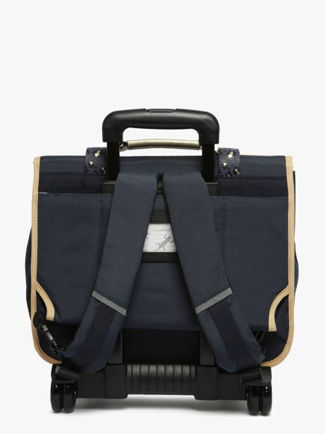 Boekentas Op Wieltjes 2 Compartimenten Cameleon Blauw vintage fantasy PBVGCR38 ander zicht 4