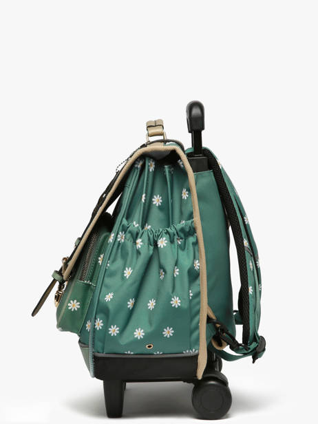 Boekentas Op Wieltjes 3 Compartimenten Cameleon Groen vintage fantasy PBVGCR41 ander zicht 2