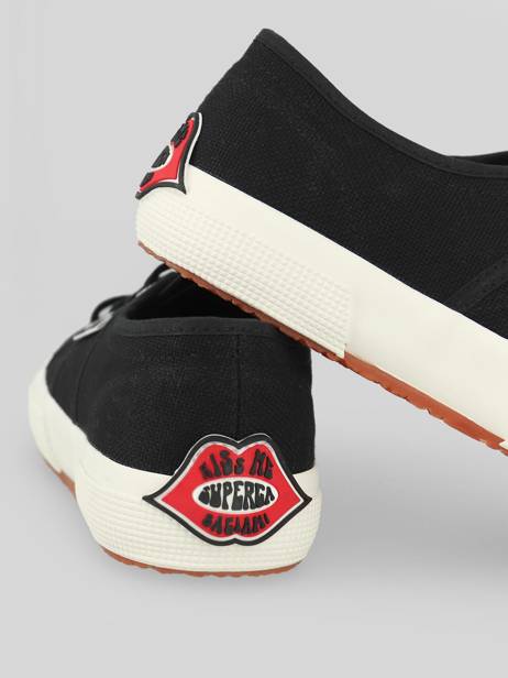 Sneakers 2750 Black Red Lips Superga Zwart women S61235W ander zicht 4